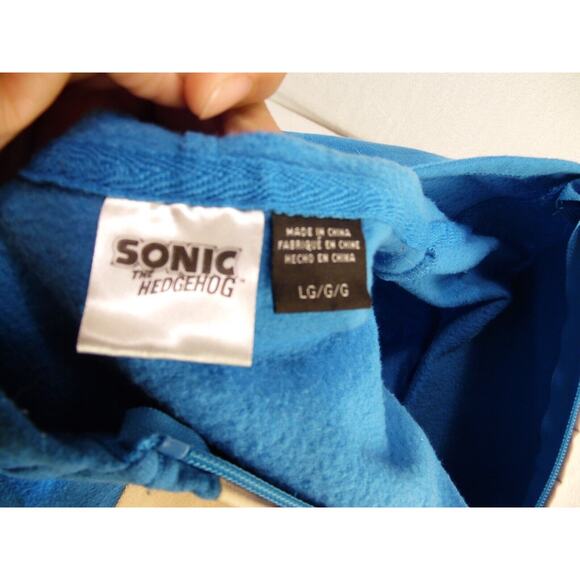 Sonic‎ Hoodie Kids Size Large Blue Fleece Material Embroidery Eyes Costume - Picture 6 of 9